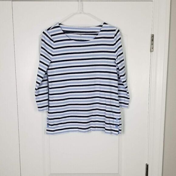 TALBOTS Preppy Striped Maritime 3/4 Sleeve Top - Picture 2 of 6